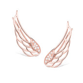 Cercei ear cuffs argint placati cu aur roz model aripi cu pietre DiAmanti Z1438E_RG-DIA